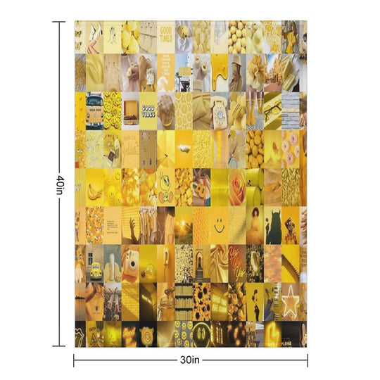 Yellow Vibes Collage Machine-washable Throw Blanket