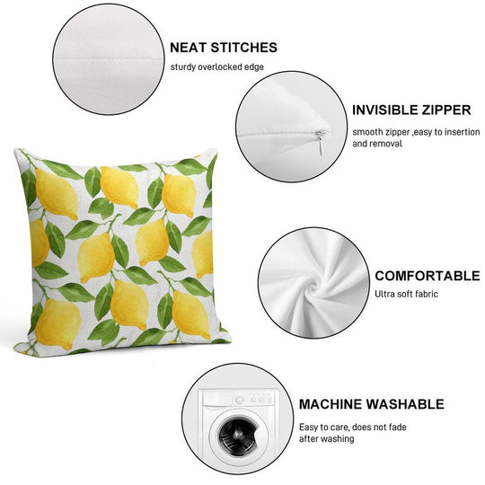 Watercolor Lemon Pattern Soft Durable Construction Throw Pillow