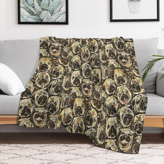 Pile Of Pugs  Pug Dog  Pug Lovers  Pug Mom  Pug Dads  Puppy Pug Sustainable Throw Blanket