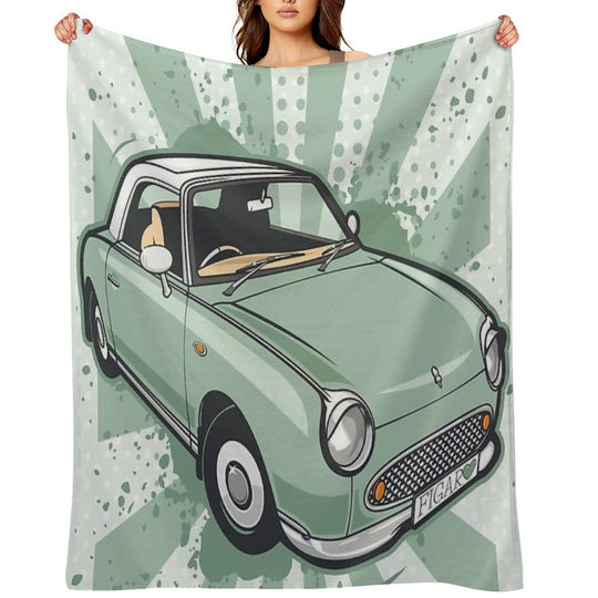 Emerald Green Nissan Figaro Versatility Throw Blanket