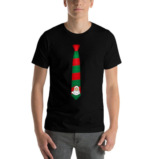 Santa Christmas Tie, Necktie Funny Dress Xmas Graphic  Easy-care T-Shirt