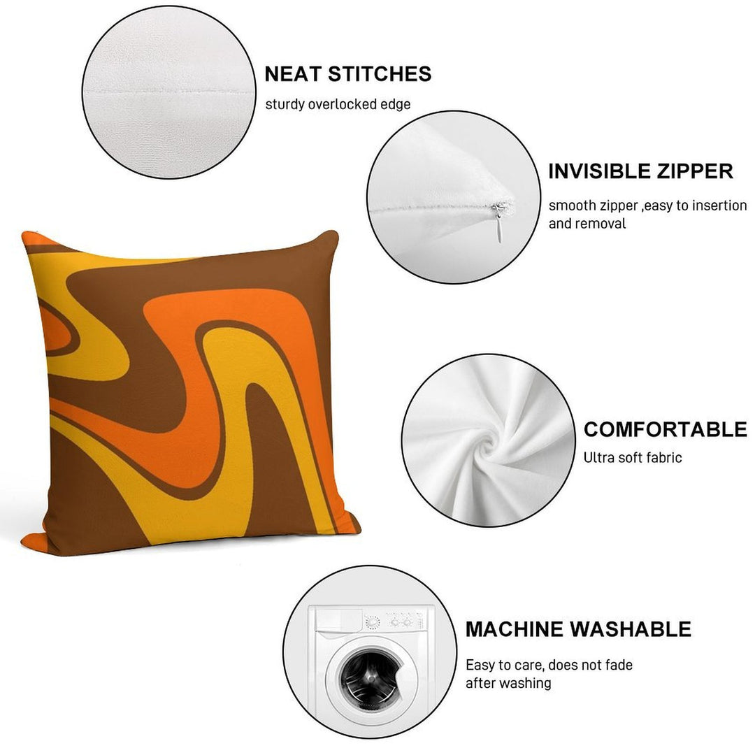 70s Retro Vintage Style Design Orange Yellow And Brown Soft Style Accent Throw Pillow