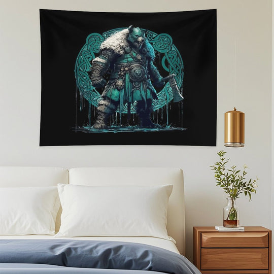 Viking Warrior Bear Knotwork Tapestry