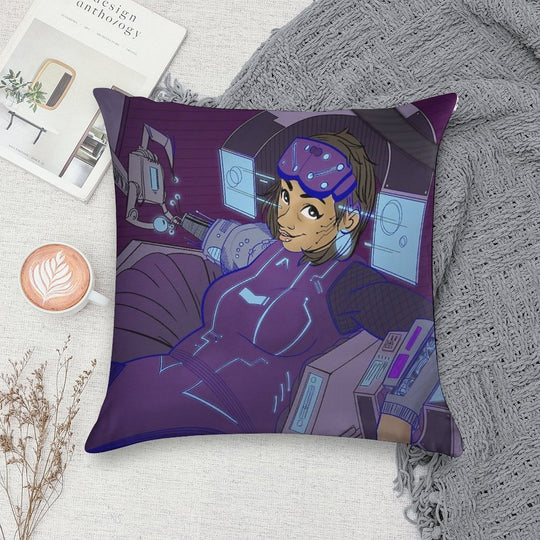 Cy_b0rg Gal Soft Home Decor Throw Pillow