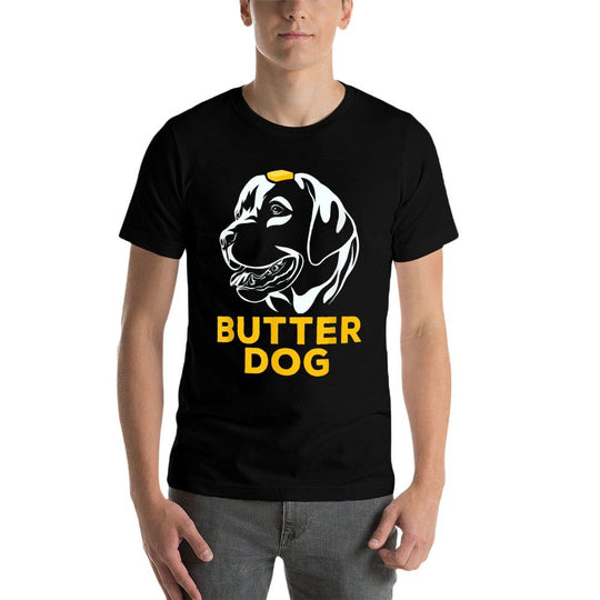 Butter Dog - The Dog With The Butter On Him Funny Meme Men Women  Ribbed Collar T-Shirt