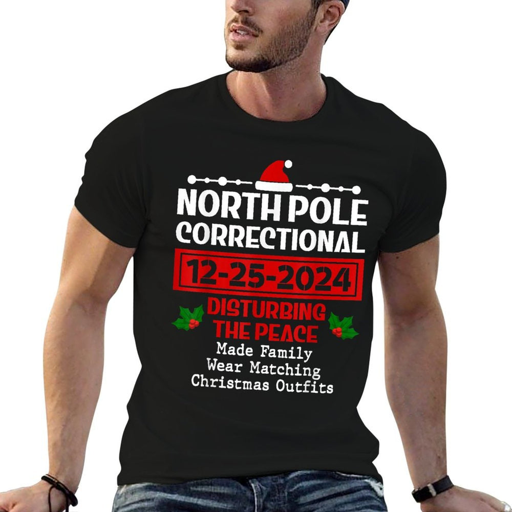 Matching Family Christmas North Pole Correctional Funny Group Christmass, Black, Unisex,,, Xmas Festive Mom Dad Kidss  Vintage-inspired T-Shirt