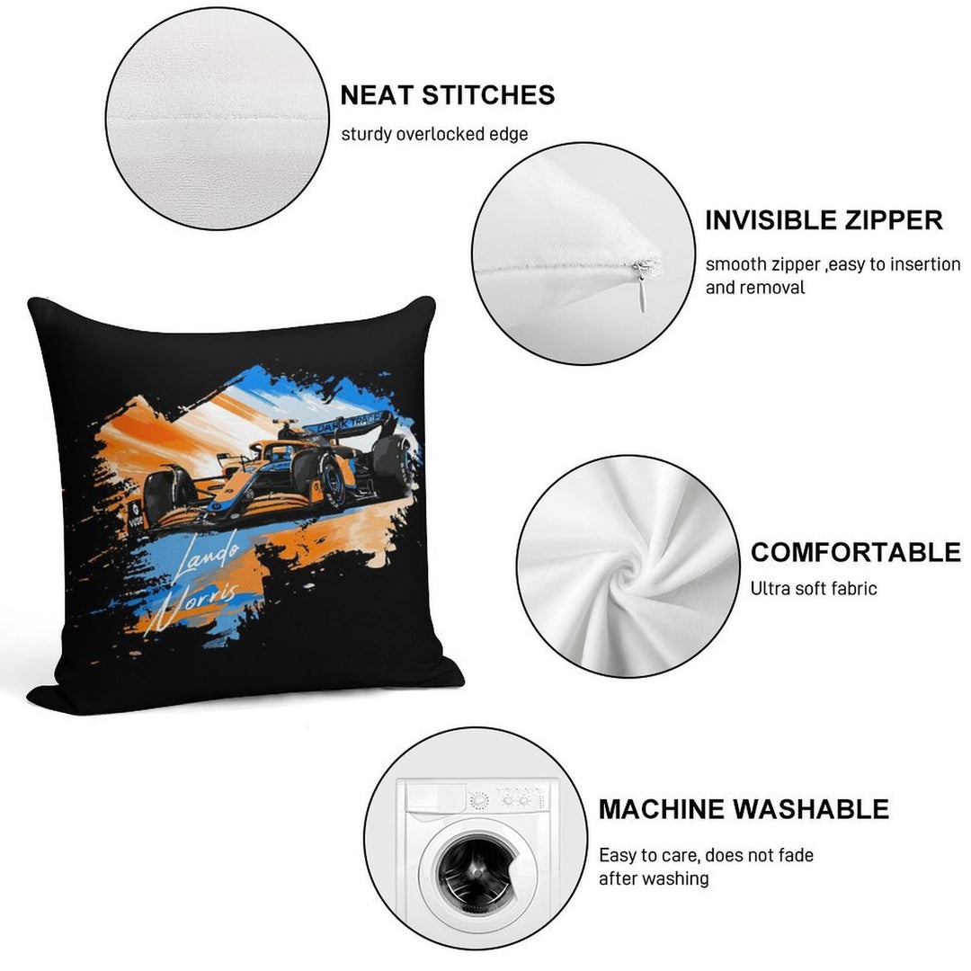 Lando Norris - Retro_Digi Art Soft Fade-Resistant Throw Pillow