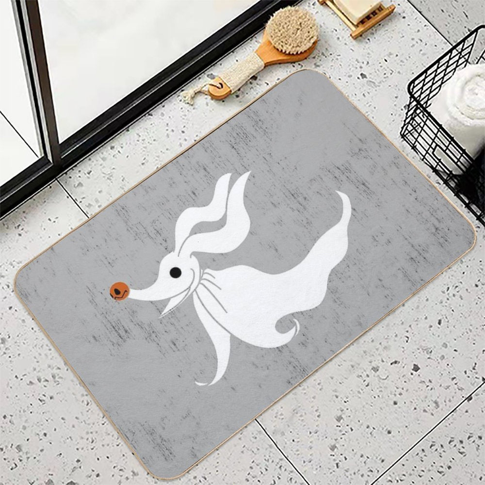 Zero - Nightmare Before Christmas, Skellington, Pumpkin King, White, Grin, Evil, Halloween, Christmas, Finkelstein, Dog, Ghost,  Easy To Clean Bath Mat