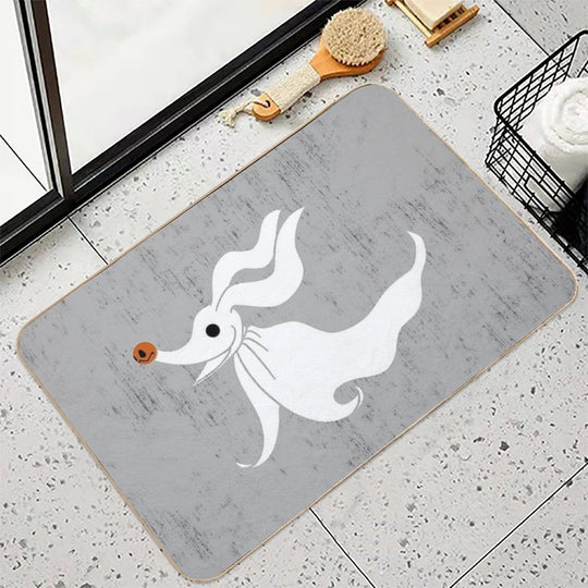 Zero - Nightmare Before Christmas, Skellington, Pumpkin King, White, Grin, Evil, Halloween, Christmas, Finkelstein, Dog, Ghost,  Easy To Clean Bath Mat
