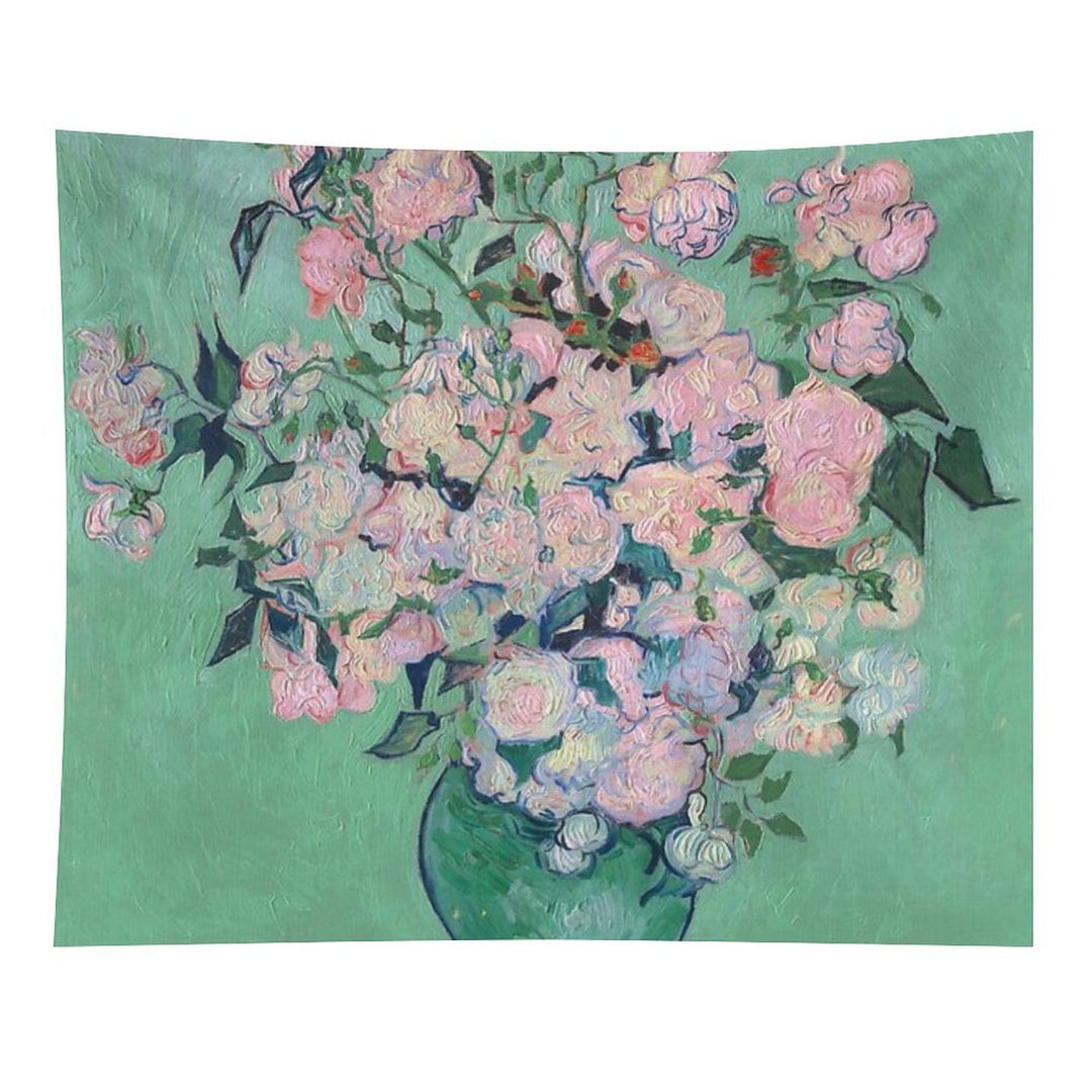 Pink Roses in A Vase, Vincent Van Gogh Tapestry