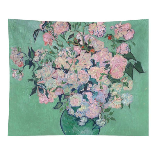 Pink Roses in A Vase, Vincent Van Gogh Tapestry