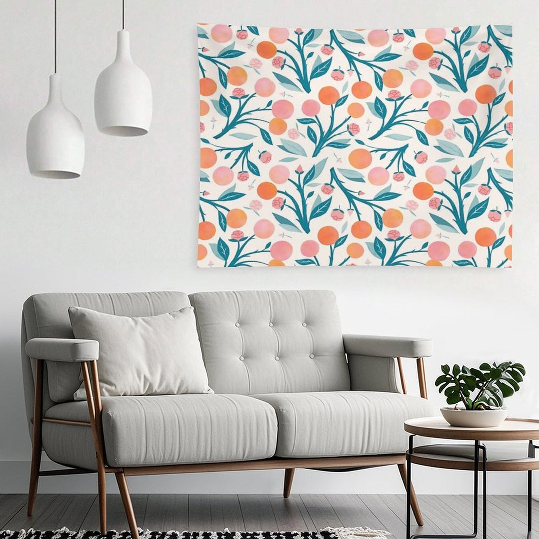 Peaches And Peony Buds Tapestry