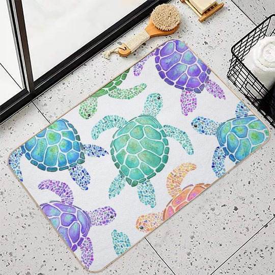 Turtle Pattern (colour)  Non-Slip Bath Mat