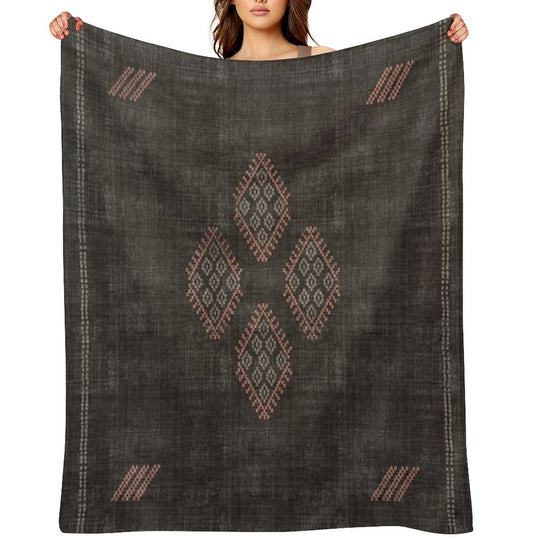 Kilim in Black And Pink Comfort Throw Blanket