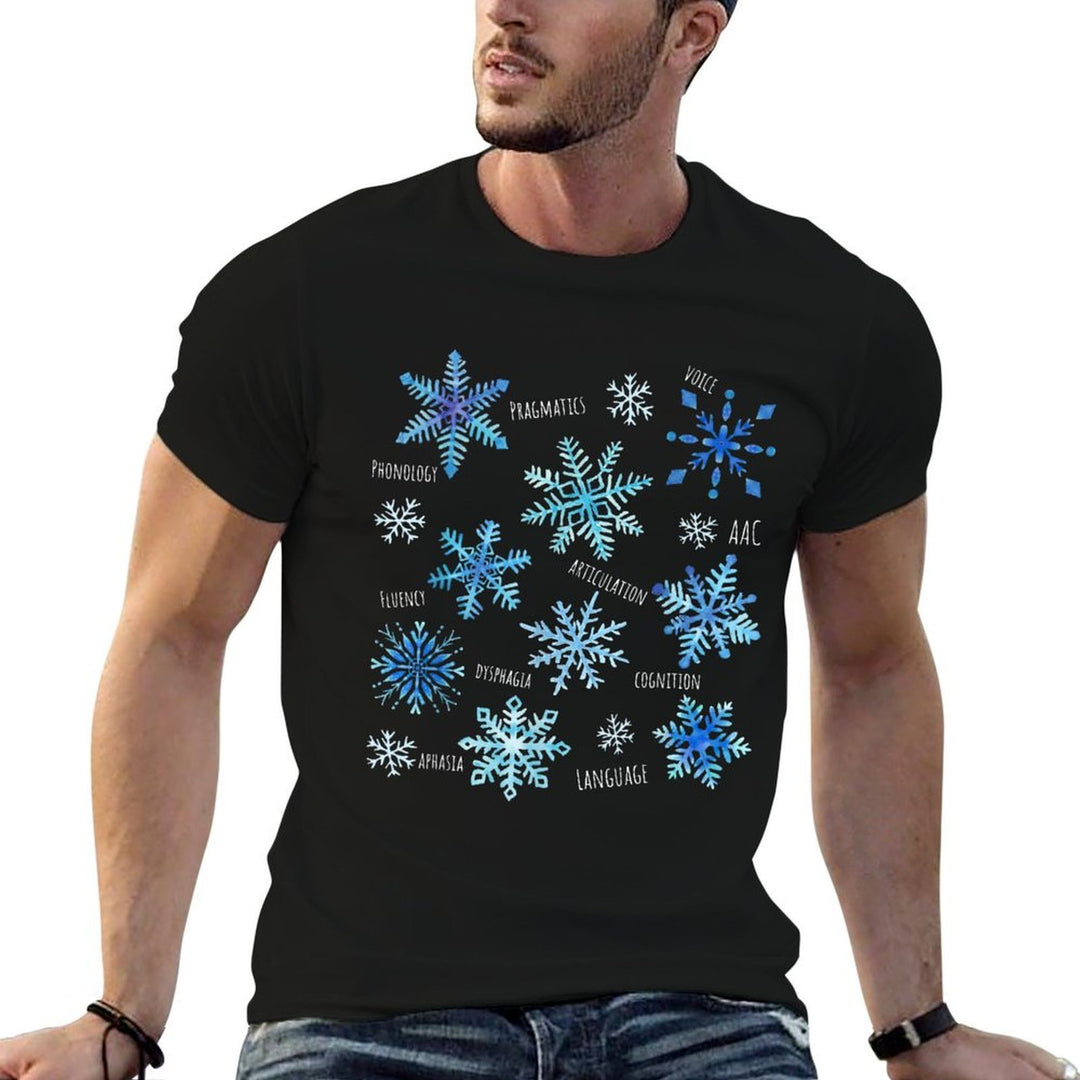 Snowflakes Speech Therapy SLP Speech Pathologist Christmas  Ribbed Collar T-Shirt