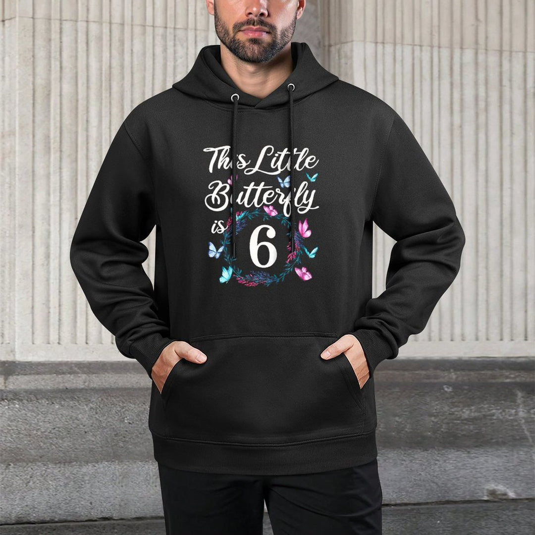 Kids 6th Birthday This Little Butterfly Is 6 Years Old Cotton-Polyester Blend Hoodie