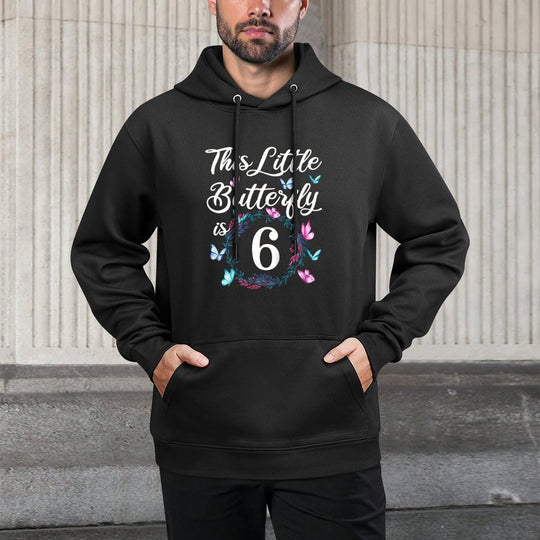 Kids 6th Birthday This Little Butterfly Is 6 Years Old Cotton-Polyester Blend Hoodie