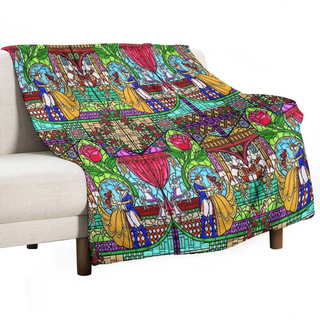 Patterns of The Stained Glass Window Plush Throw Blanket