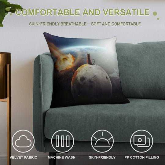 Cat Victory Soft Durable Construction Throw Pillow