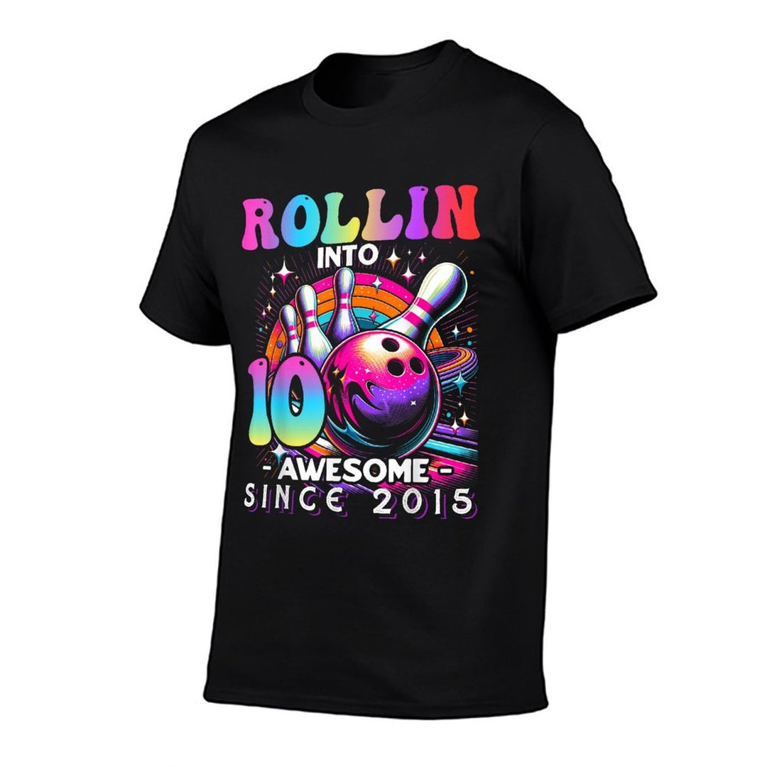 Bowling Party Rollin 10 Awesome 2015 10th Birthday Girls  Vintage-inspired T-Shirt