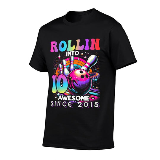 Bowling Party Rollin 10 Awesome 2015 10th Birthday Girls  Vintage-inspired T-Shirt