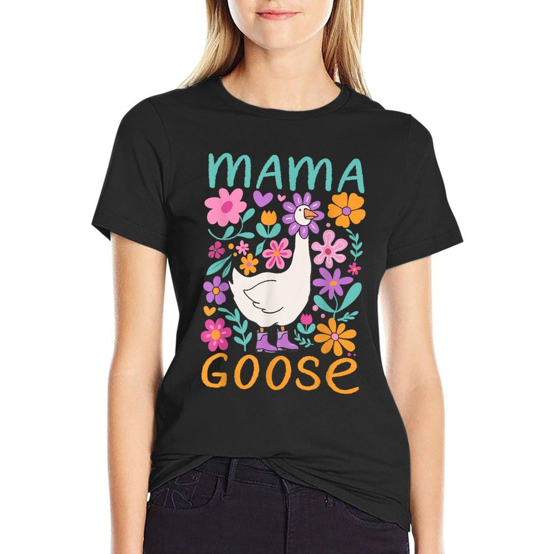 Funny Silly Goose Mom Mommy Mothers Day Floral Mama Goose  Moisture-wicking T-Shirt
