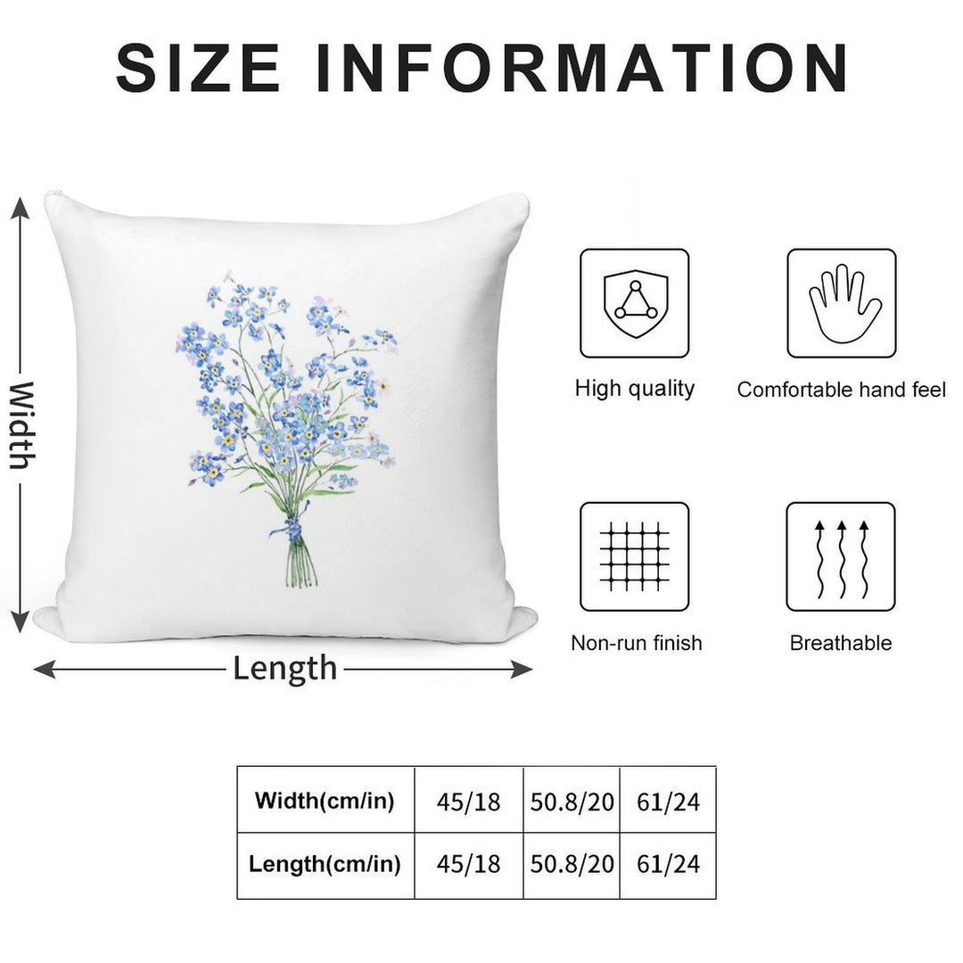 Hand Painted Forget Me Not Bouquet 2020 Soft Washable Throw Pillow