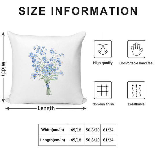 Hand Painted Forget Me Not Bouquet 2020 Soft Washable Throw Pillow