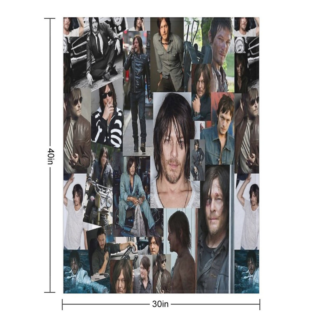Norman Reedus Fan Made Assorted Random Photo Collage Multi-functional Throw Blanket