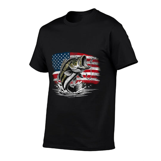 Fishing Retro US American Bass Fish Fisherman Camo  Affordable Price T-Shirt