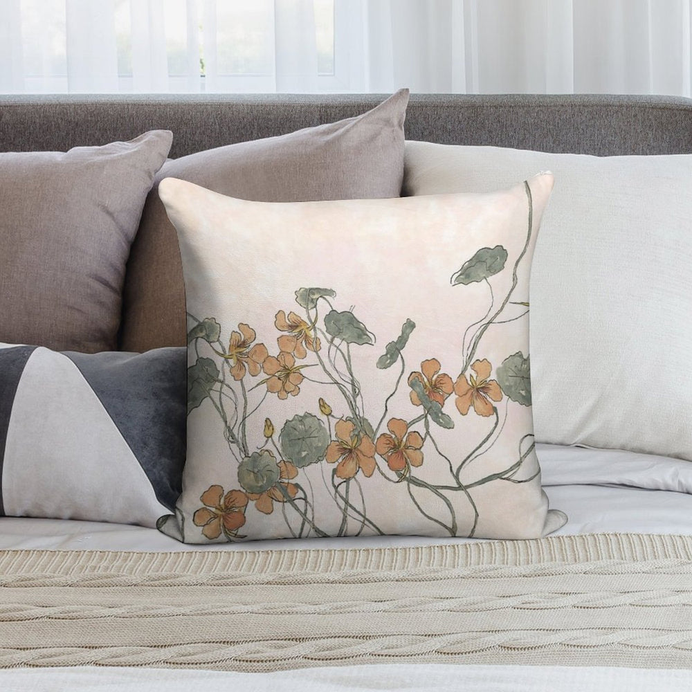 Winding - Floral Watercolour Soft Durable Construction Throw Pillow