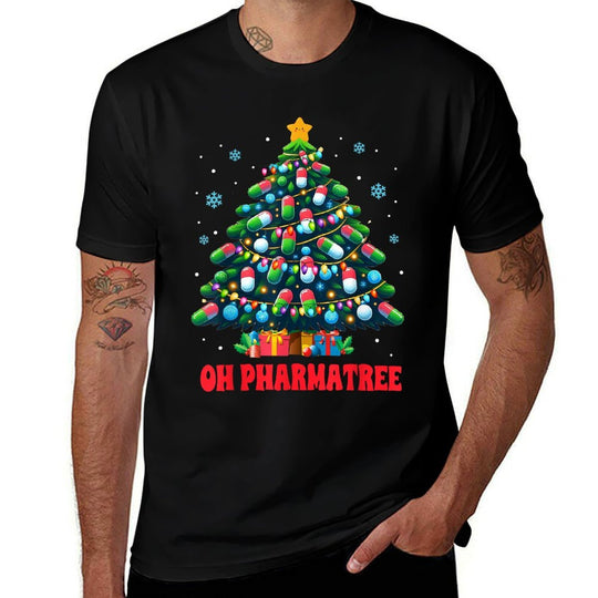 Pharmacy Tech Merry Christmas Xmas - Unisex Adults - Black - Small - - Christmas Pharmacy Tech  Heathered Texture T-Shirt