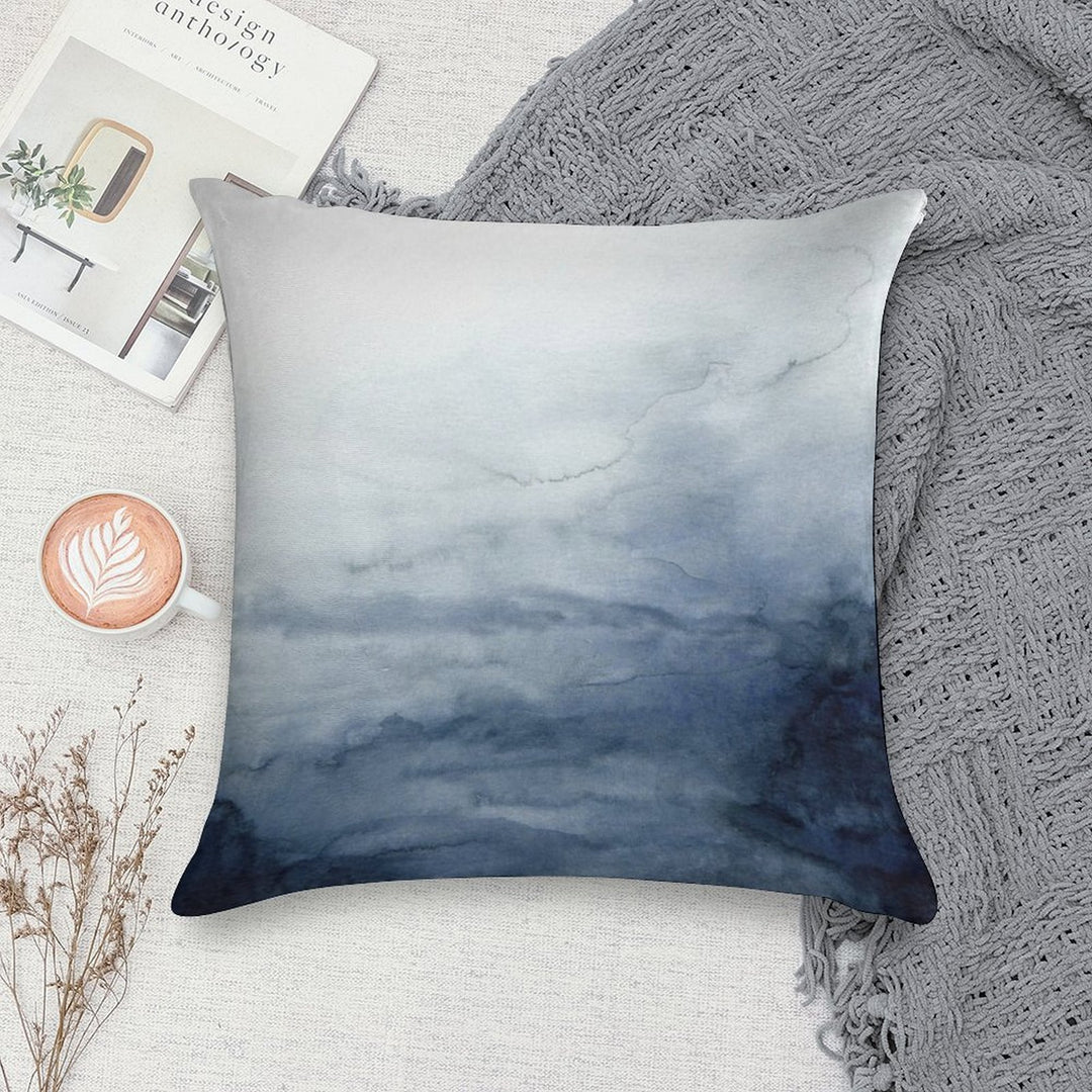 Indigo Abstract Painting  No.2 Soft Short Plush Fabric Throw Pillow