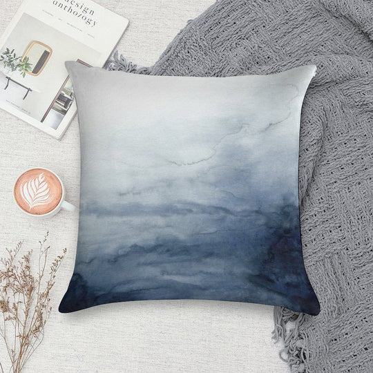 Indigo Abstract Painting  No.2 Soft Short Plush Fabric Throw Pillow