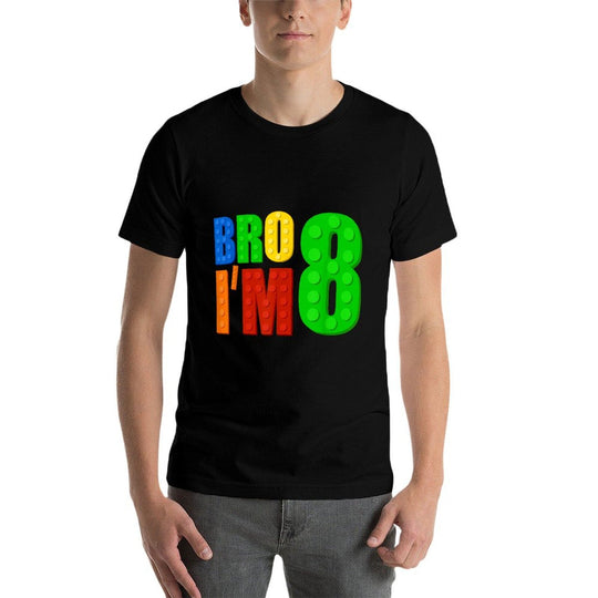Bro I’m 8 Building Blocks 8th Birthday Boy 8 Years Old Kids  Stretchy T-Shirt