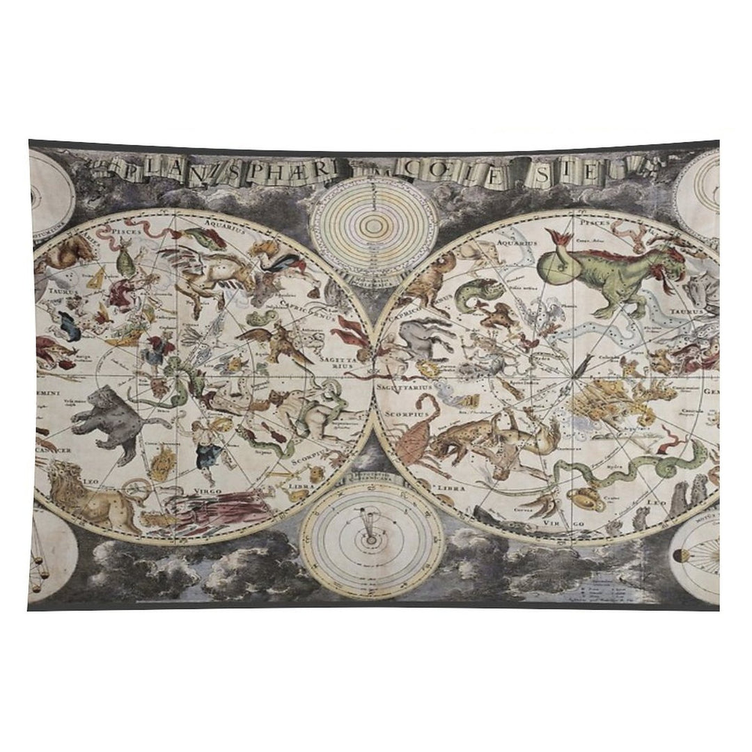 Vintage Celestial Star Map Tapestry