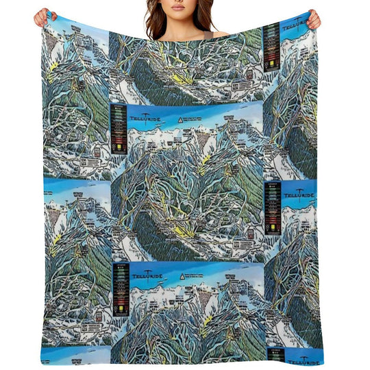 Telluride Trail Map Plush Throw Blanket