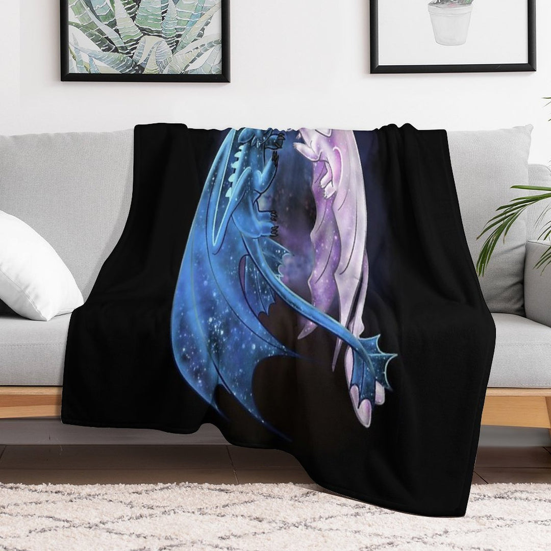 Dragon Heart - Starry Dragons - Toothless And Light Fury Travel-friendly Throw Blanket