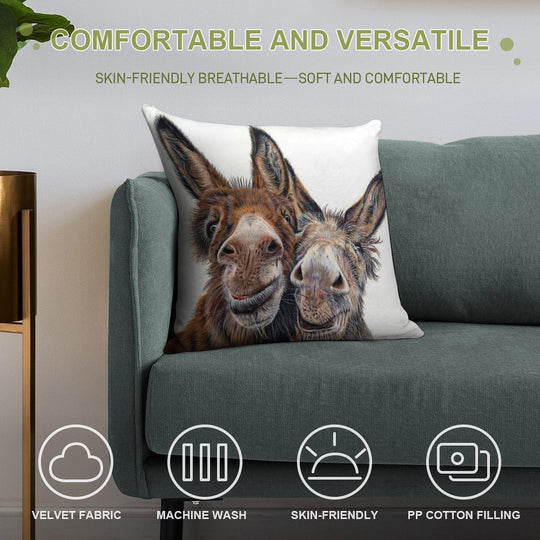Donkeys - Hee Haw Soft Reinforced Edging Throw Pillow