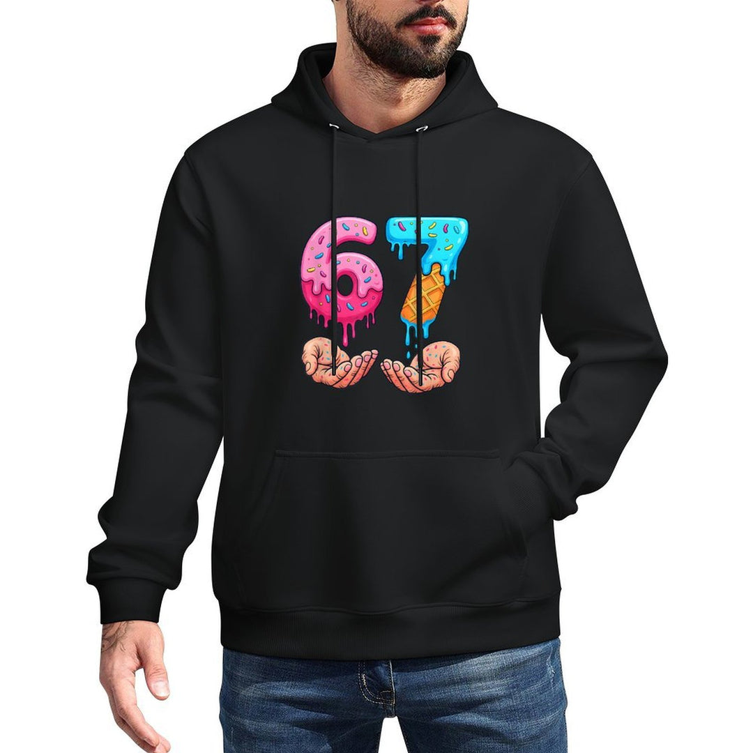 Six Seven Ice Cream Drip Kids Youth Funny 67 Hands Meme 6 7 Kangaroo Pocket Hoodie
