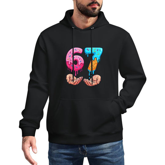 Six Seven Ice Cream Drip Kids Youth Funny 67 Hands Meme 6 7 Kangaroo Pocket Hoodie