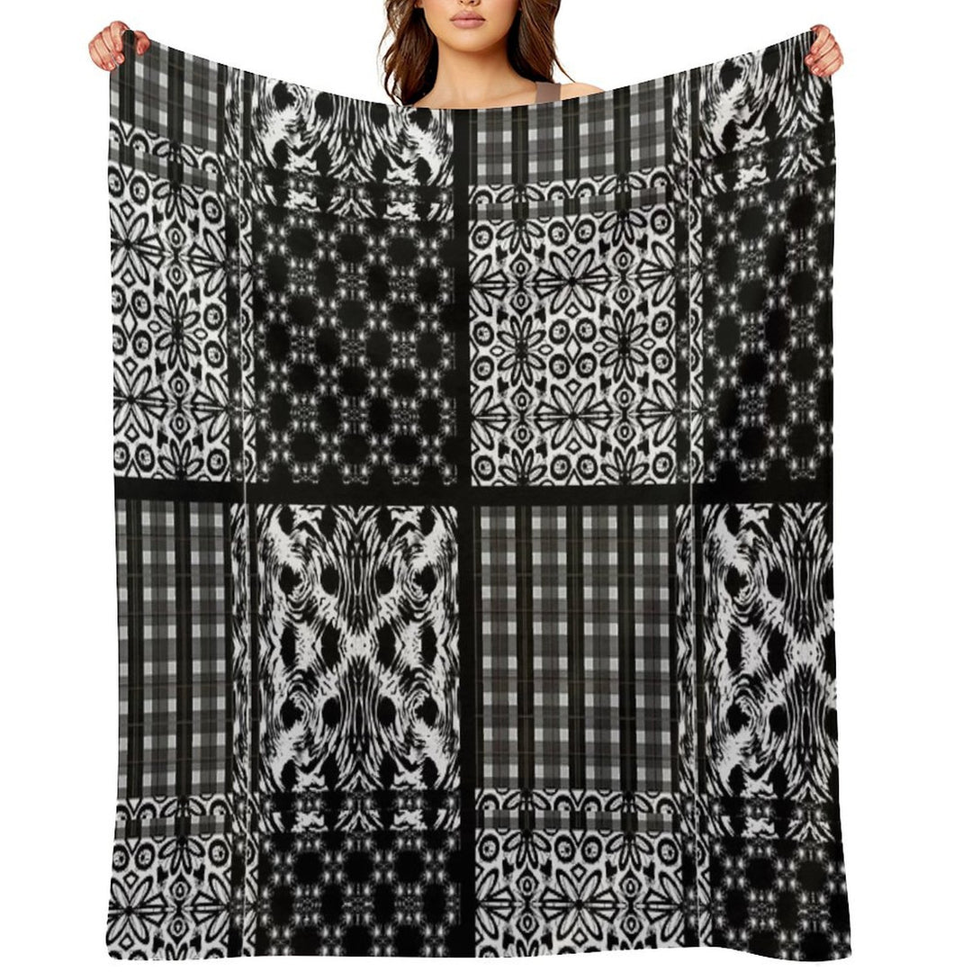 Mixed Black And White Pattern Comfort Throw Blanket