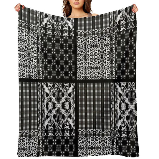 Mixed Black And White Pattern Comfort Throw Blanket