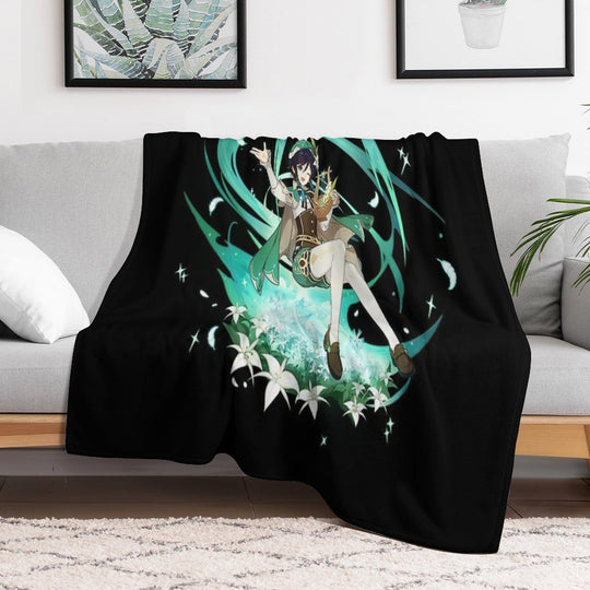 Genshin Impact - Venti Official Character Wish - Gacha Splash Art Sustainable Throw Blanket