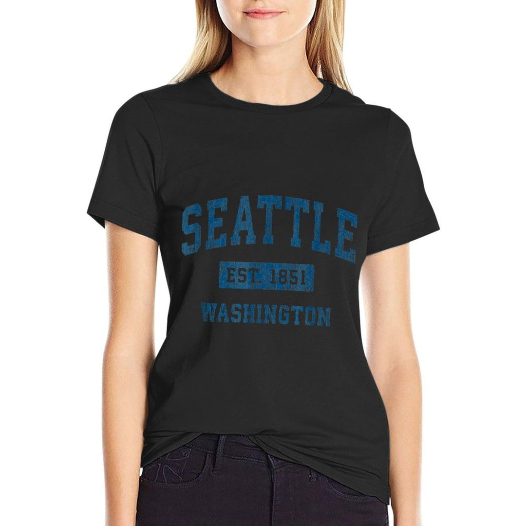 Seattle Washington WA Vintage Sports Design Navy Print  Affordable Price T-Shirt