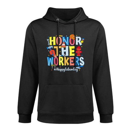 Honor The Worker Patriotic Happy Labor Day Durable Construction Hoodie