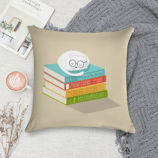 The Cat Loves Books Soft Easy Maintenance Throw Pillow