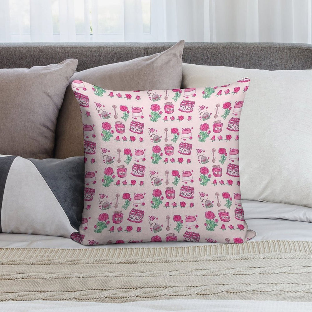 Pink Romping Rose Desserts Soft Durable Construction Throw Pillow