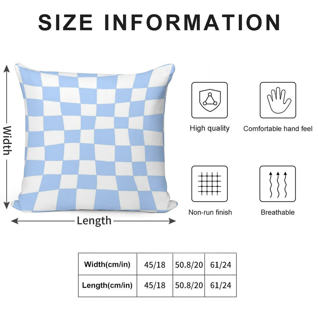 Hand Drawn Checkerboard Pattern (sky Bluewhite) Soft Hidden Zipper Throw Pillow