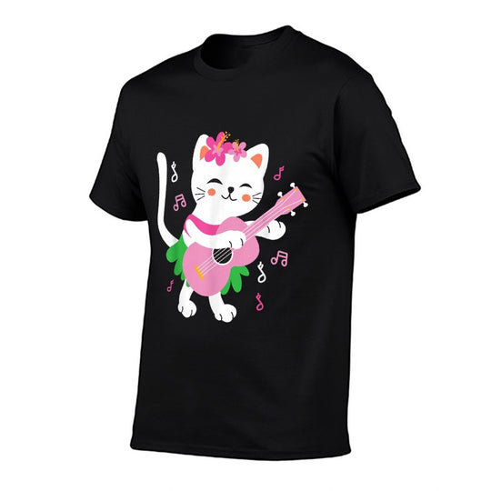 Kids Cat Playing Ukulele Player Hawaiian Musician  Relaxed-fit T-Shirt